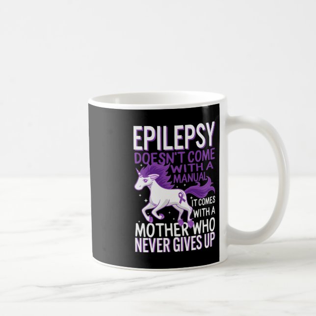 Taza De Café Epilepsy Awareness Unicorn Purple Ribbon Seizure D (Derecha)
