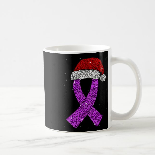 Taza De Café Epilepsy Christmas Hat Purple Awareness Ribbon Sei (Derecha)