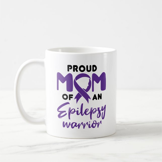 Taza De Café Epilepsy Mom Orgullosa Mamá de una Epilepsia Guerr (Izquierda)