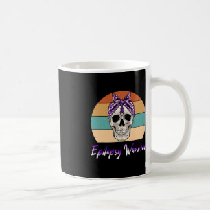 Taza De Café Epilepsy Warrior Vintage Skull Purple Ribbon Epile