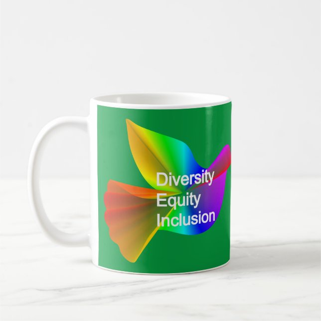 Taza De Café Equidad de diversidad Inclusión con paloma de paz  (Izquierda)