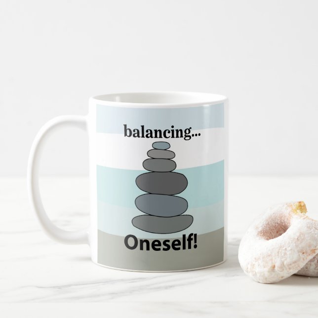Taza De Café Equilibrio de rocas Equilibrio de piedras  (Con donut)