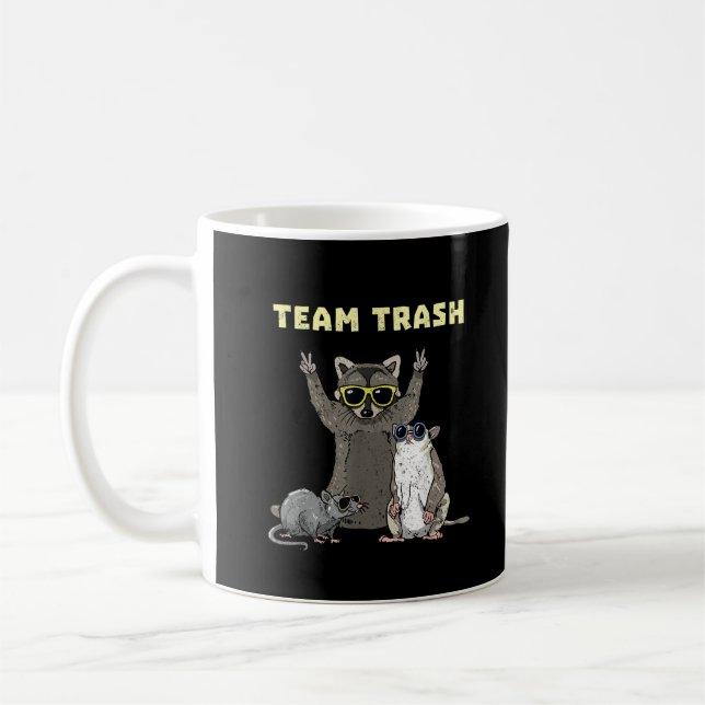Taza De Café Equipo Basura Zarigüeya Mapache Rata, Animales Div (Izquierda)