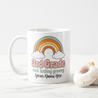 Taza De Café Equipo de 3er Grado Boho Arcoíris Groovy Retro