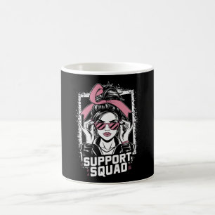 Taza De Café Equipo de Apoyo Moño Desordenado Guerrera Rosa Cán