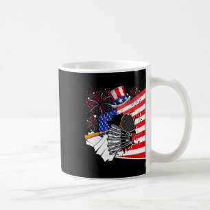 Taza De Café Equipo De Badminton Vestido Bandera Americana 4 De