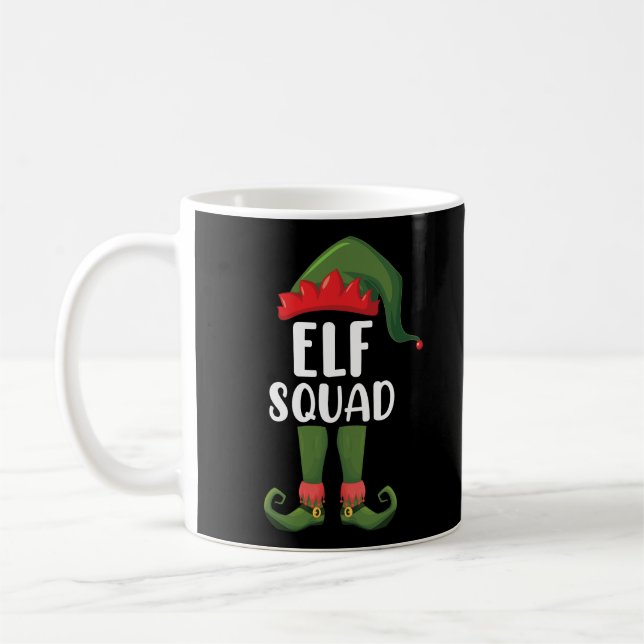 Taza De Café Equipo de elfos divertido familiar Navidad  (Izquierda)