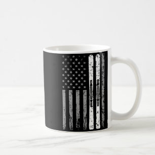 Taza De Café equipo de esquí cuesta abajo 4 de julio bandera es