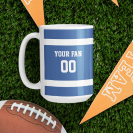 Taza De Café Equipo de fútbol azul y blanco profundo personaliz