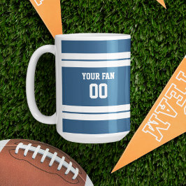 Taza De Café Equipo de fútbol azul y blanco real personalizado