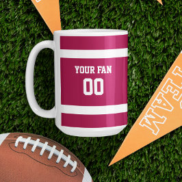 Taza De Café Equipo de fútbol rojo y blanco personalizado