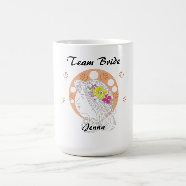 Taza De Café Equipo de la Novia | Boceto a Mano Personalizable (Centro)