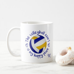 Taza De Café equipo de oro azul colores cancha de voleibol luga
