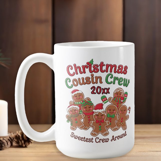Taza De Café Equipo de primos de Navidad Gingerbread Año  (Gingerbread men Crhistmas cousin crew custom mug)