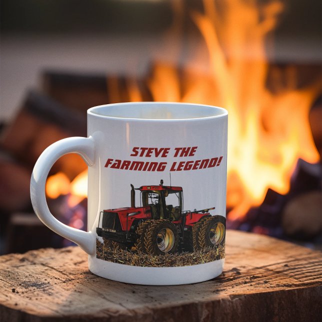 Taza De Café Equipo de Tractor de Leyenda Agrícola Personalizad (Cool Red Tractor Farming Legend Coffee Mug)