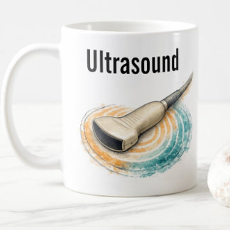 Taza De Café Equipo De Ultrasonido Sonda De Sonografía Ondas So