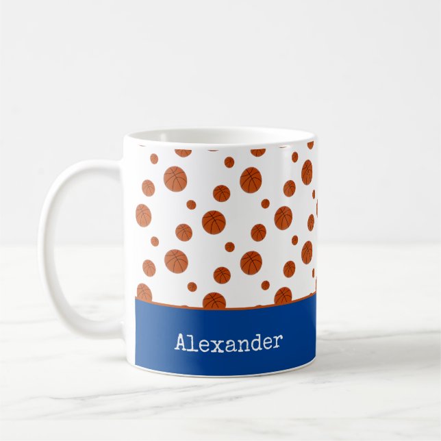 Taza De Café Equipo Deportivo de Baloncesto Azul Personalizado (Izquierda)
