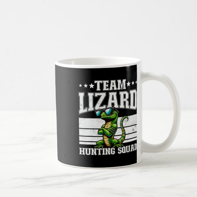 Taza De Café Equipo Lizard Caza Squad Funny Retro Gecko Lizard (Derecha)