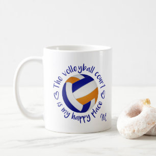 Taza De Café equipo naranja azul colores lugar feliz de voleibo