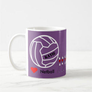 Taza De Café Equipo personalizado del Netball del amor y diseñ