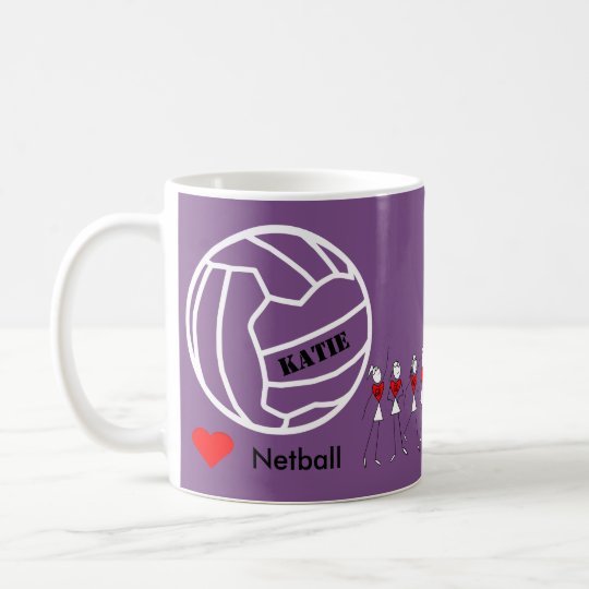 Taza De Café Equipo personalizado del Netball del amor y diseño