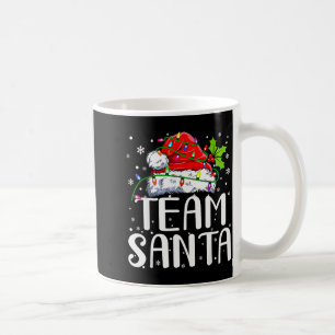 Taza De Café Equipo Santa Plaid Rojo Gorro Claus Luces de Navid