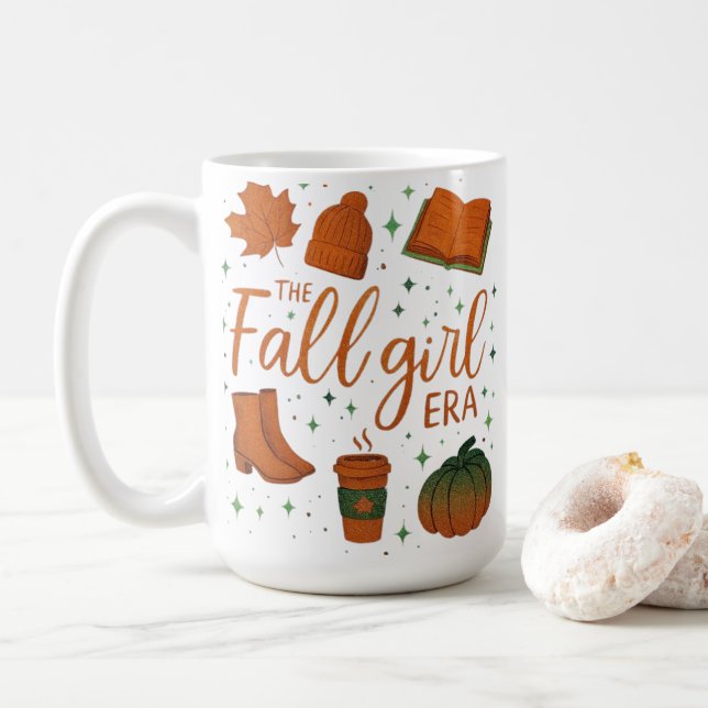 Taza De Café Era de la chica del otoño Taza, regalo de camiseta (Con donut)