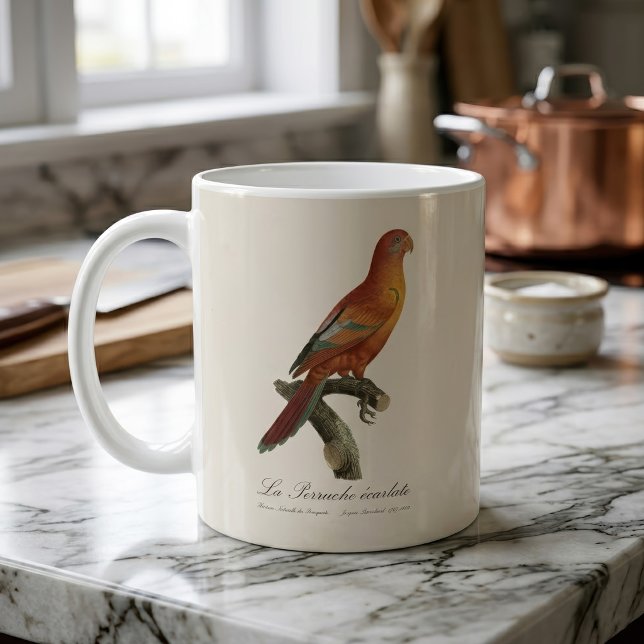 Taza De Café Erecartado de Le Perruche (Red Lory or Eos Bornea, Trichoglossus borneus. Coffee Mug)