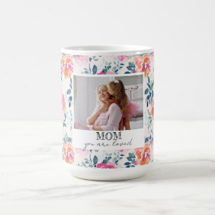 Taza De Café Eres Amada Acuarela Floral Día de la Madre