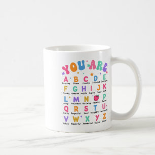 Taza De Café Eres Letras Alfabeto Aprende Abcs Inspiración Te
