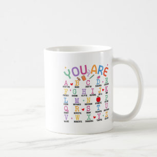 Taza De Café Eres Letras Alfabeto Aprende Abcs Inspiración Te