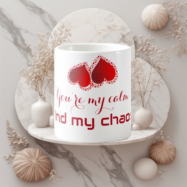 Taza De Café Eres mi calma y mi caos Querido Monograma  (You’re my calm and my chaos Sweetheart Monogram Coffee Mug)