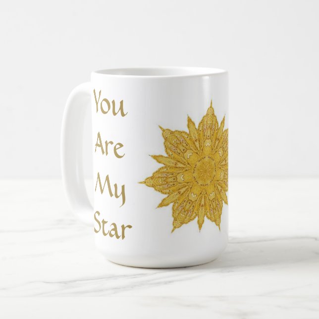 Taza De Café Eres Mi Estrella Siempre Blanco Dorado (Anverso izquierdo)