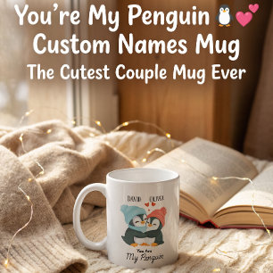 Taza De Café Eres mi pingüino - Parejas con nombre personalizad