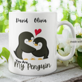 Taza De Café Eres mi pingüino - Parejas con nombre personalizad