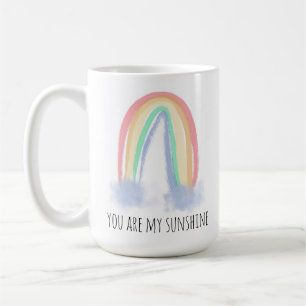Taza De Café Eres mi sol acuarela pintada arcoíris