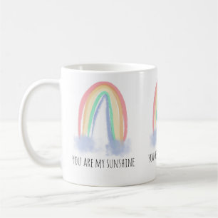 Taza De Café Eres mi sol acuarela pintada arcoíris