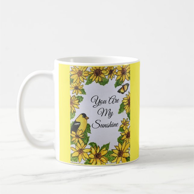 Taza De Café Eres Mi Sunshine Happy Bird Sunflower (Izquierda)