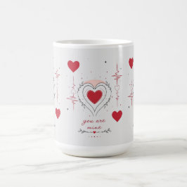 Taza De Café Eres Mío Arte de Línea de Corazón Minimalista