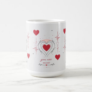 Taza De Café Eres Mío Arte de Línea de Corazón Minimalista