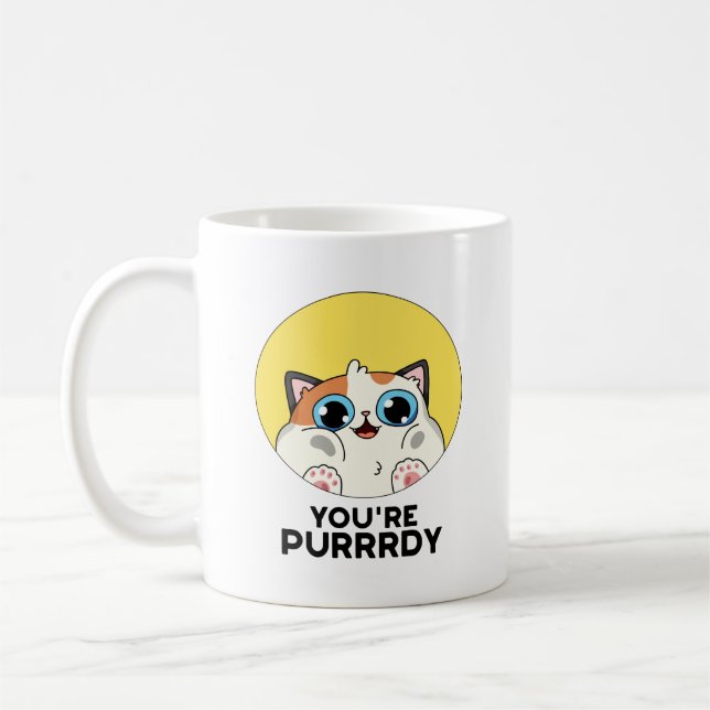 Taza De Café Eres Purrdy Funny Cat Pun (Izquierda)