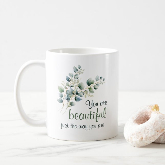 Taza De Café Eres Un Hermoso Acuarela De Eucalipto (Con donut)