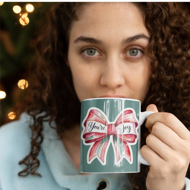 Taza De Café Eres un peluche de alegría (Empower someone special this holiday with this watercolor bow, "You're a joy" mug! )