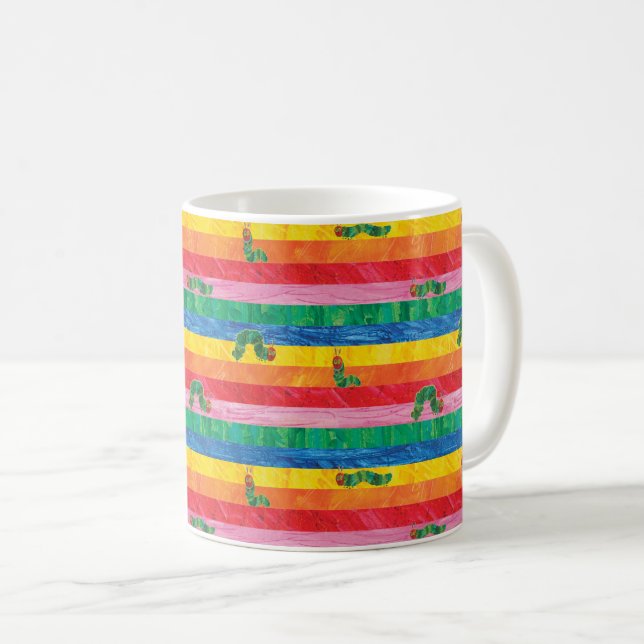 Taza De Café Eric Carle | Patrón de rayas arcoiris de la oruga  (Anverso derecho)