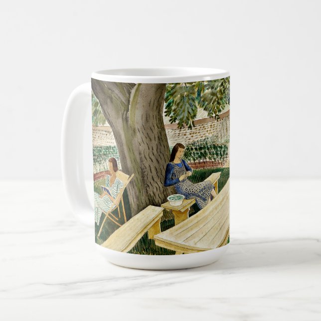 Taza De Café Eric Ravilious - Dos mujeres en un jardín, (Anverso izquierdo)