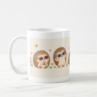 Taza De Café Erizo Adorable con Gafas de Sol Patrón Adorable