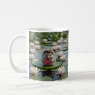 Taza De Café Erizo adorable de julio con corazón de rubí