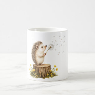 Taza De Café Erizo Caprichoso Soplando un Diente de León