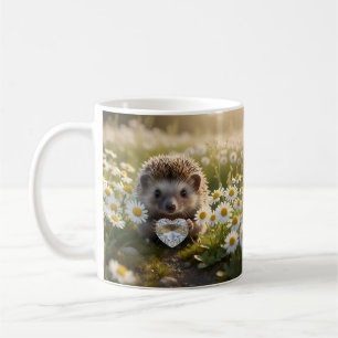 Taza De Café Erizo de abril lindo con corazón de diamante