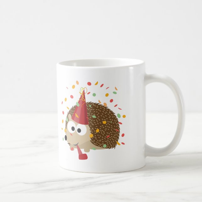 Taza De Café Erizo de fiesta con confeti (Derecha)